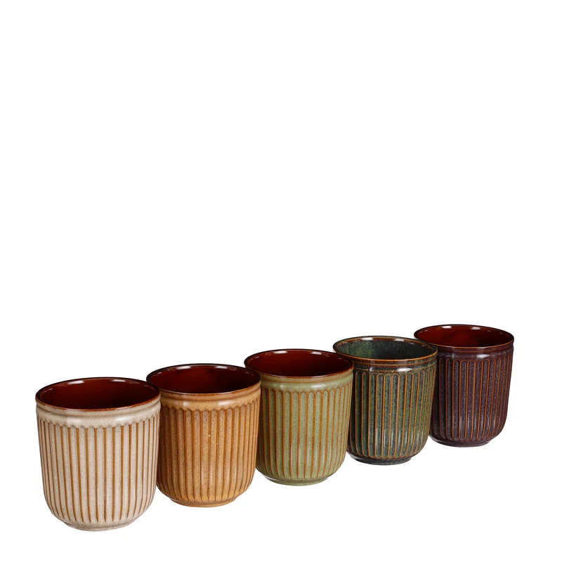Abel pot rond oranje off white d.groen groen blauw H14 D13cm