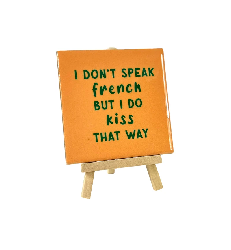 Tegeltje I don't speak french 10,5x10,5x0,5cm