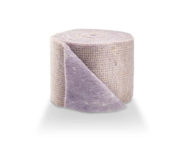 Wool felt vilt met jute 15 cm lila 5MTR