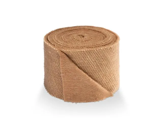 Wool felt vilt met jute 15 cm Lichtbruin 5MTR
