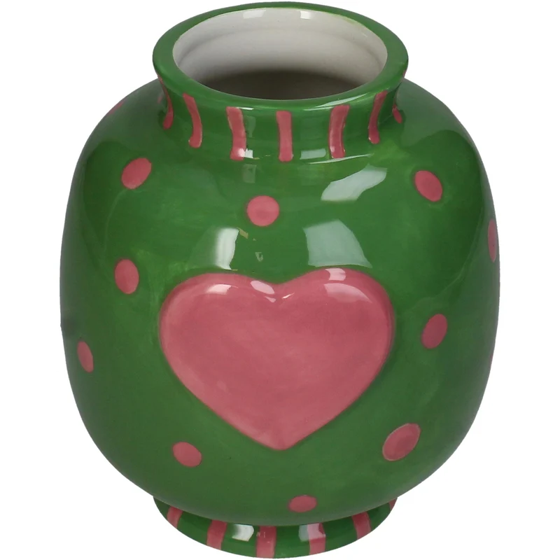 Vase Heart Dolomite Green 14.1x14.1x16cm