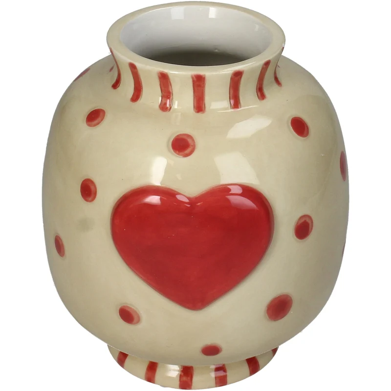 Vase Heart Dolomite Beige 14.1x14.1x16cm
