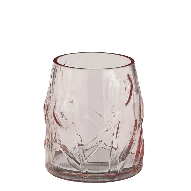 Yvette vaas glas roze - h15xd13,5cm