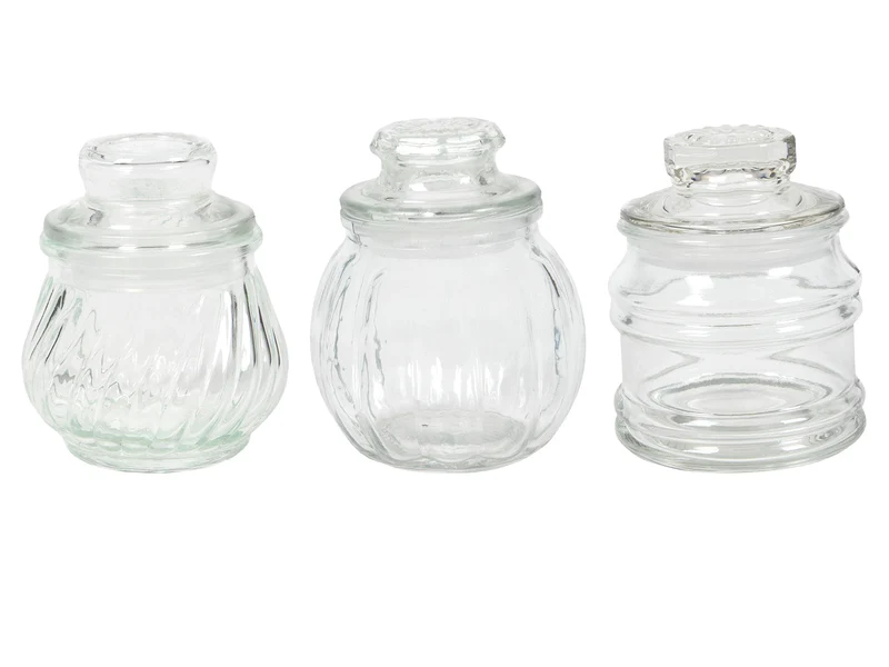 Voorraadpot glas 150ml 3 assortie in display
