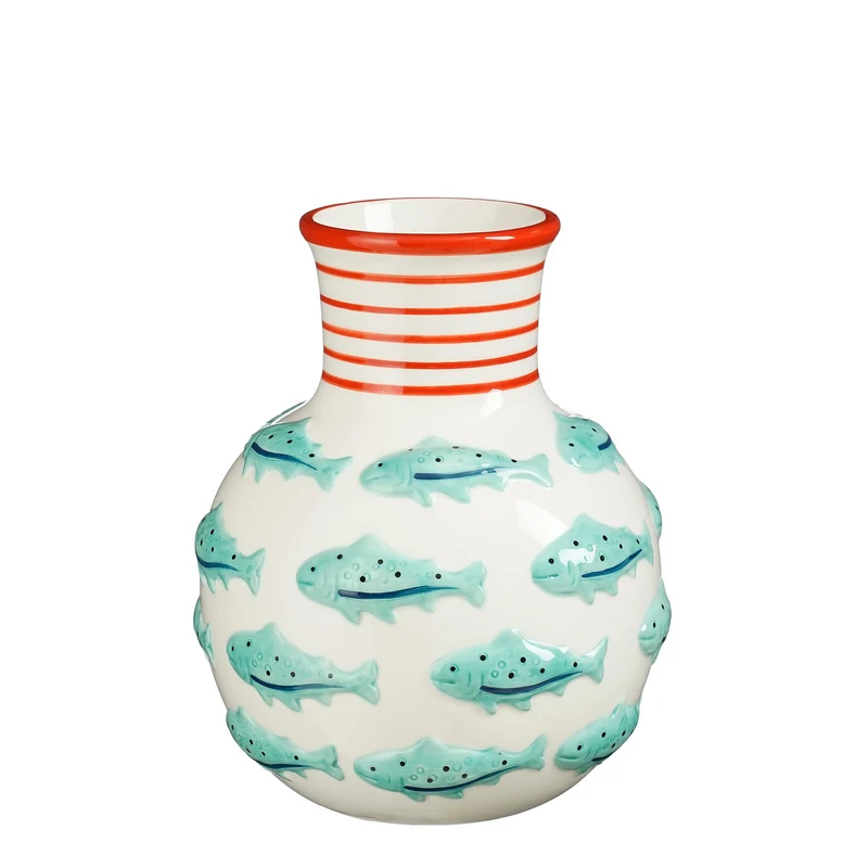 Vaas vis blauw - h19,5xd16cm