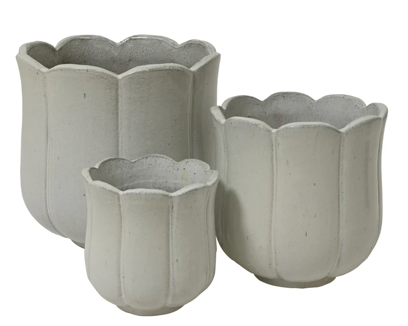 Set a 3 Blossom planter terracotta klei off-white 42cm x 42cm