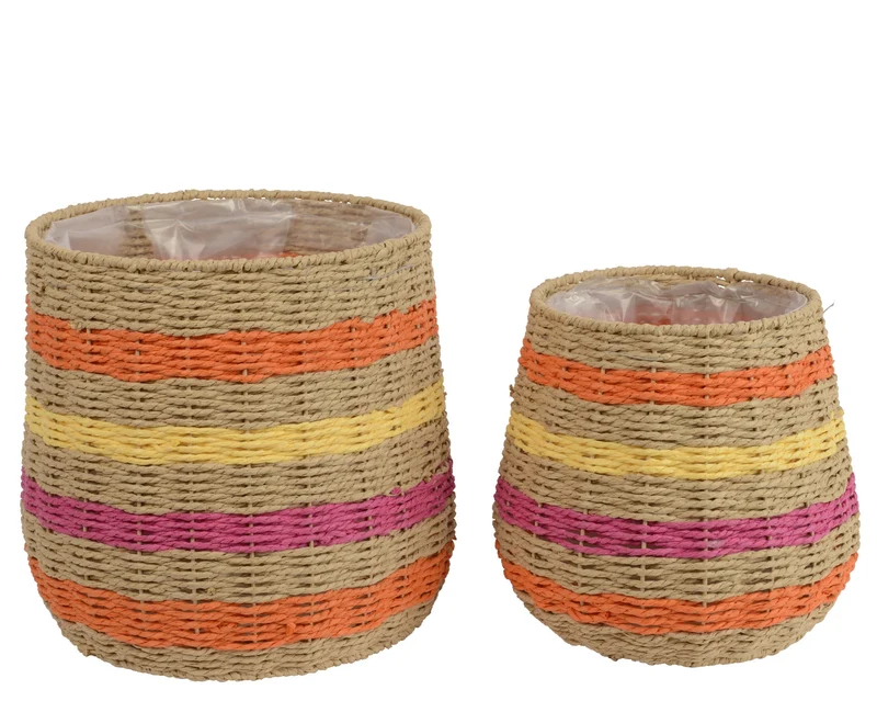Set a 2 Planter papiertouw paars/kleur(en) 33cm x 30cm
