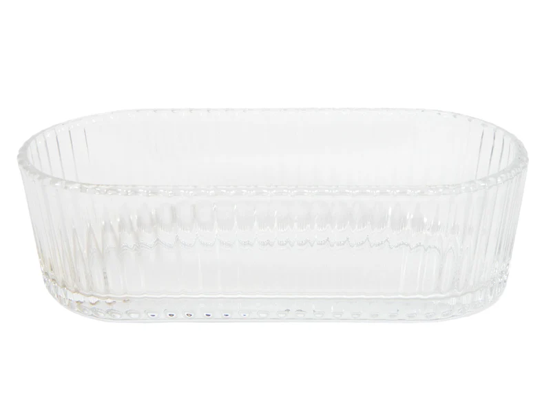 Schaaltje ovaal lines clear 17x8x5cm