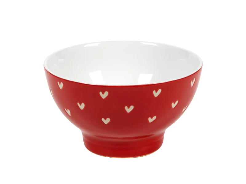 Schaaltje all over hart rood/wit Ø13x7,5cm 500ml