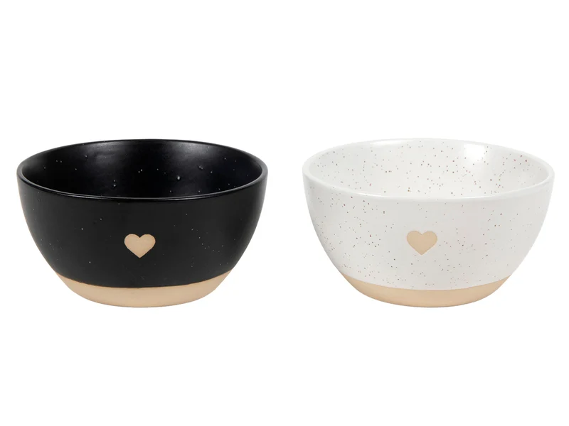 Schaal hart speckle Ø14x7cm 610ml 2 assortie