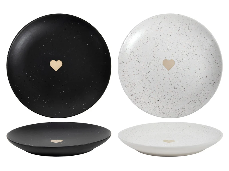 Ontbijtbord hart speckle Ø18,6x2,5cm 2 assortie