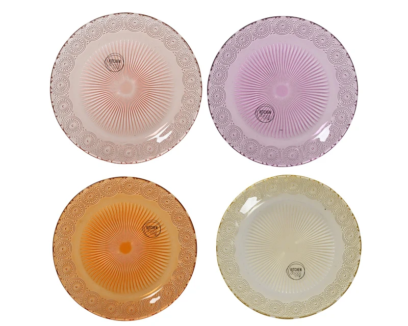 Ontbijtbord glas 4 assortie 25cm x 1.8cm