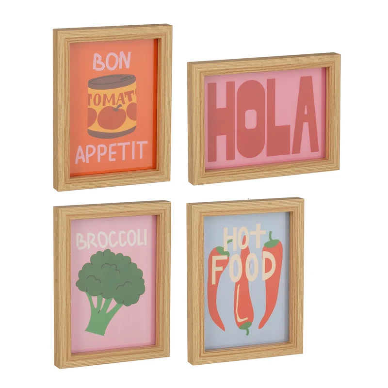 Muurdecoratie set van 4 stuks FSC Mix - l15,5xb20,5xh8,5cm