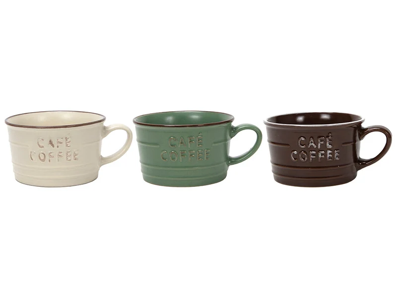 Mok 'Café Coffee' Ø8,6x5cm 180ml 3 assortie