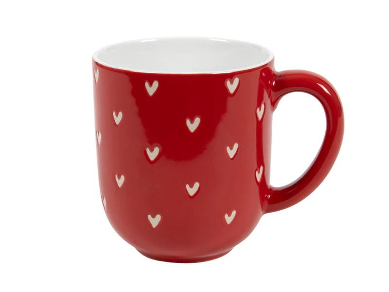 Mok all over hart rood/wit Ø8.9x10.4cm 400ml