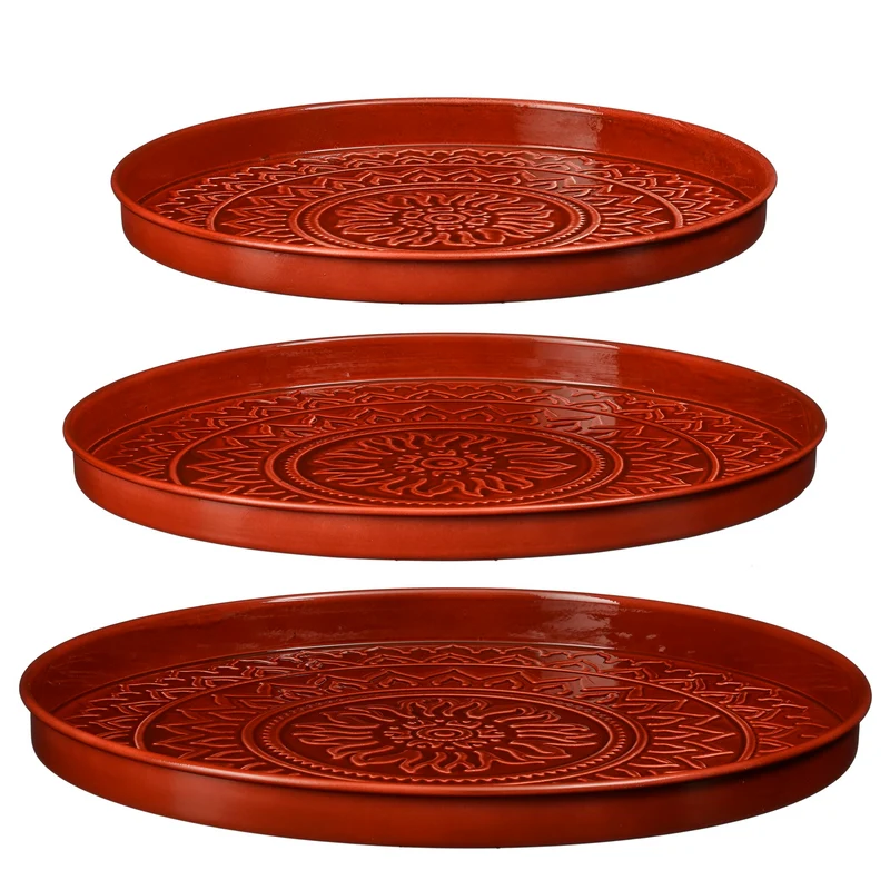 Medina tray rood set van 3 - h3xd40cm
