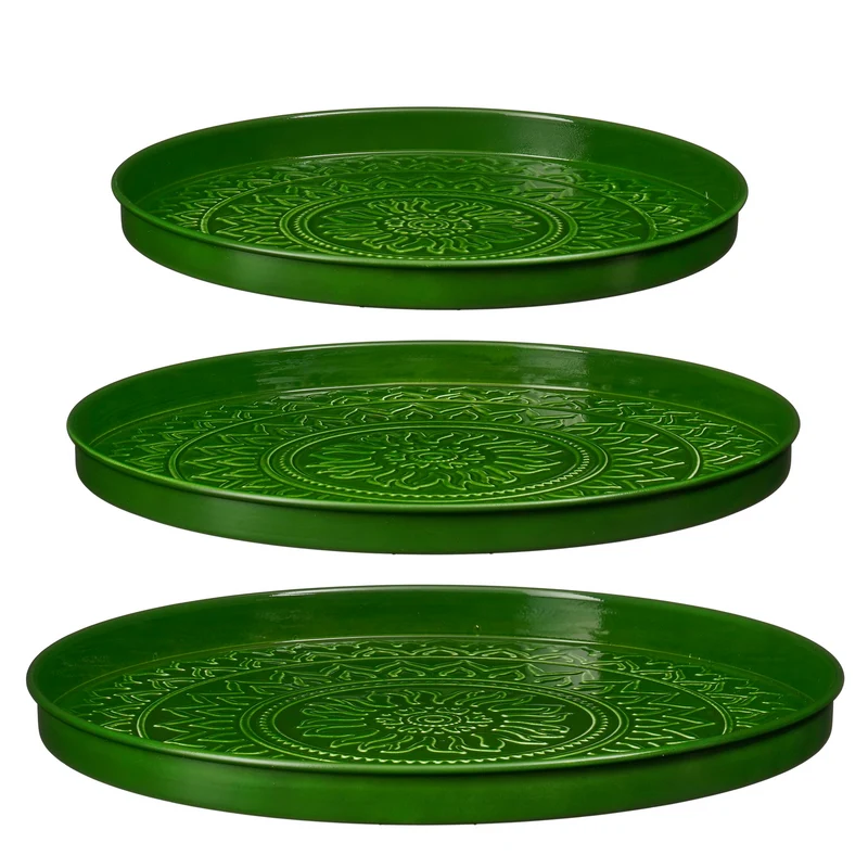 Medina tray groen set van 3 - h3xd40cm