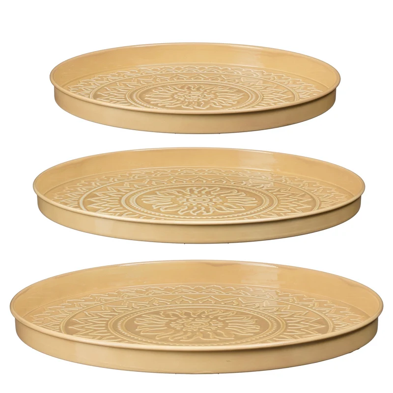 Medina tray beige set van 3 - h3xd40cm