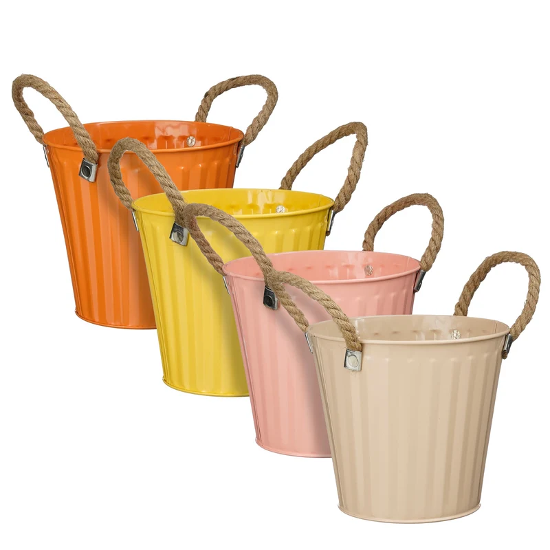 Lindsey pot zink rond geel oranje roze beige 4 assorti - h15xd16cm