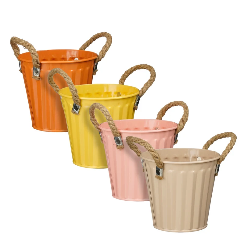 Lindsey pot zink rond geel oranje roze beige 4 assorti - h12xd13cm