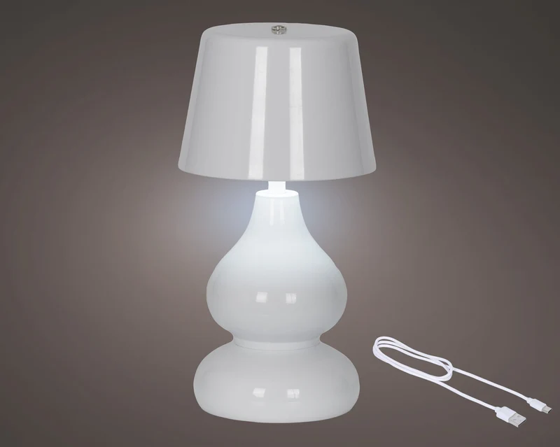 LED oplaadbare tafellamp ijzer steady binnen white/warm white D.13cm H.26cm