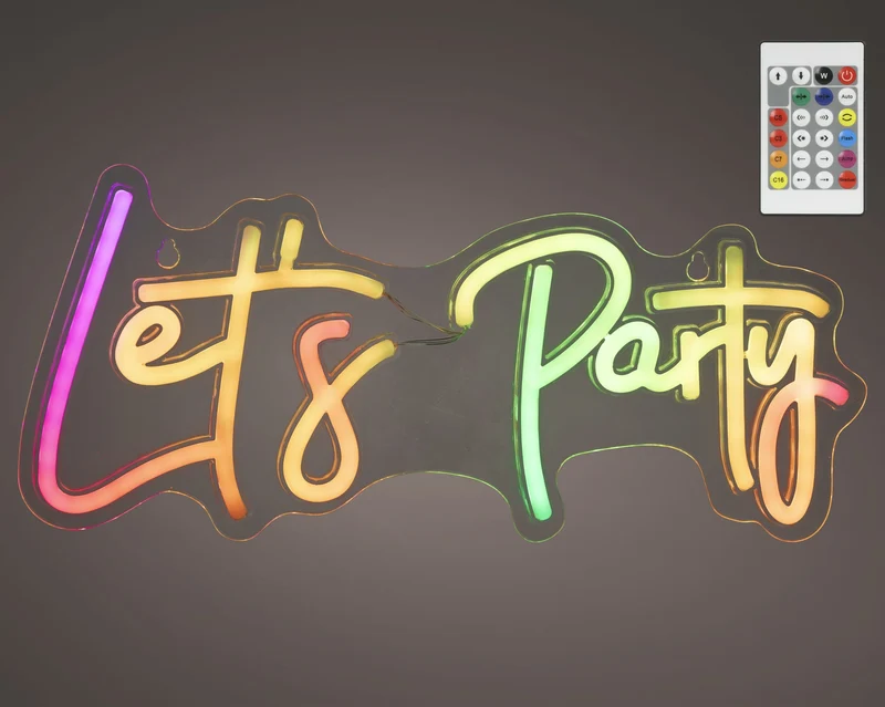 LED neon usb let's party binnen colour changing 1.6cm x 41cm