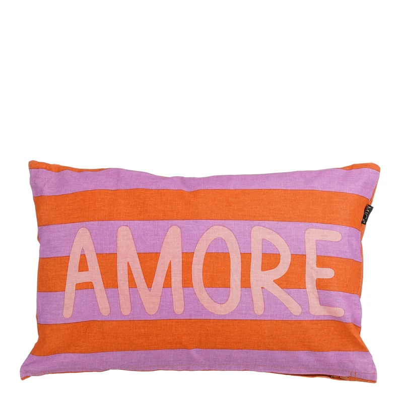 Kussen streep oranje AMORE - l55xb35xh10cm