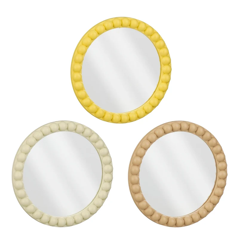 Jax spiegel geel bruin off white 3 assorti - h2xd25cm