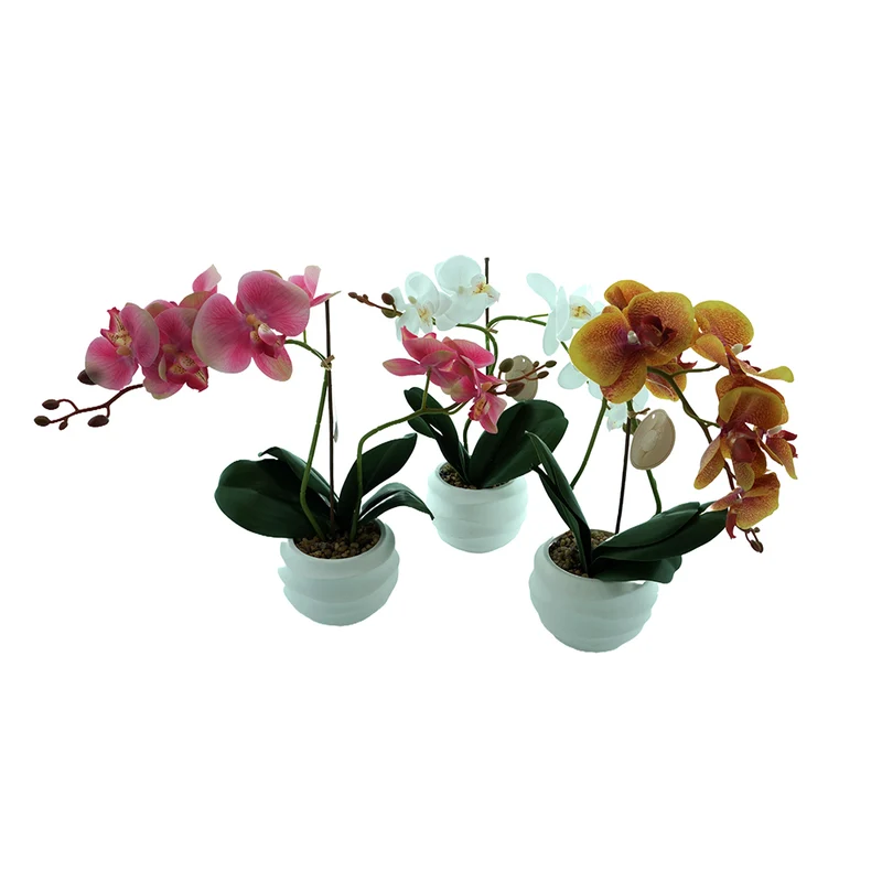 Orchidee zijde in pot 3 assortie 40cm