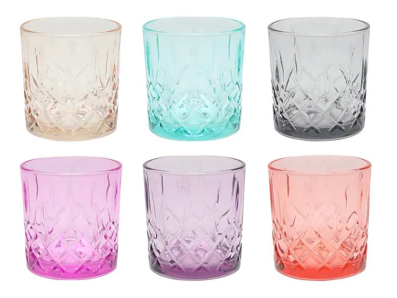 Glas Whiskey/water 6 assortie Ø8,3x9cm 300ml