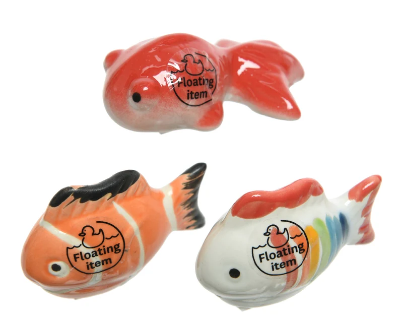 Vis porselein 3 assortie kleuren L7-W5-H3cm
