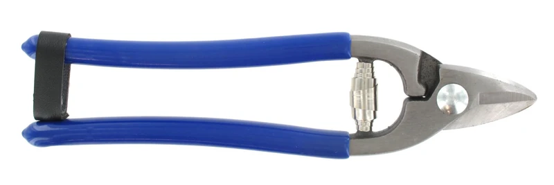 Draadschaar met leertje blauwe handvaten, 200 mm