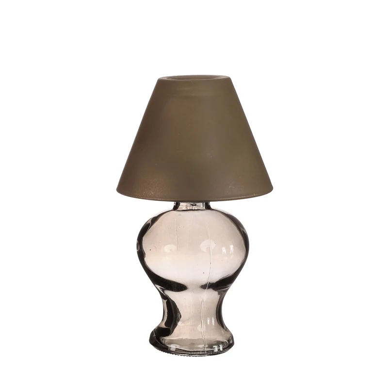 Glass lamp Amber for tealight Ø9 h.16 cm smoke grey