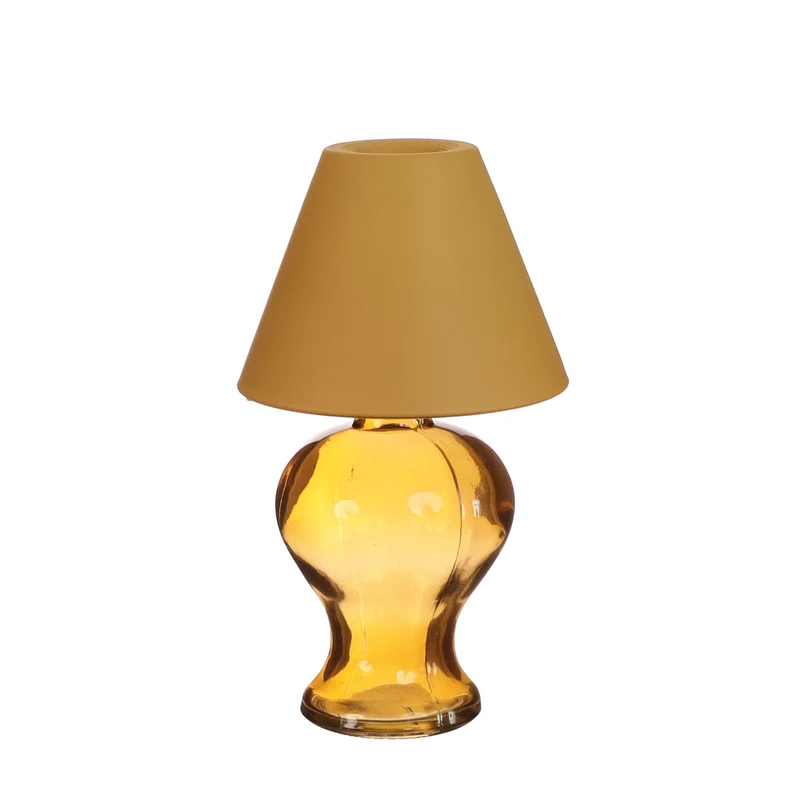 Glass lamp Amber for tealight Ø9 h.16 cm mustard