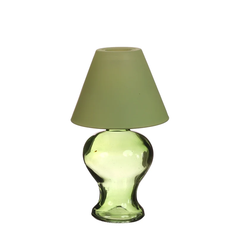 Glass lamp Amber for tealight Ø9 h.16 cm soft green