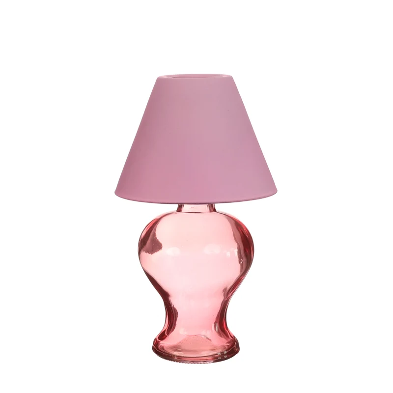 Glass lamp Amber for tealight Ø9 h.16 cm soft pink