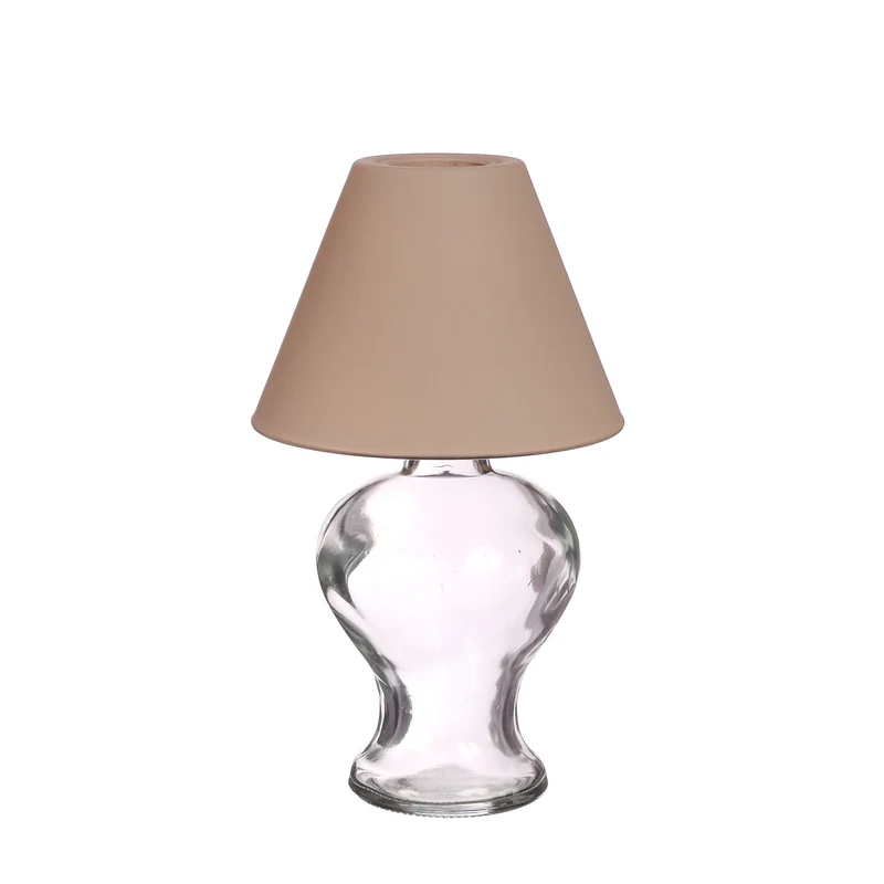 Glass lamp Amber for tealight Ø9 h.16 cm clear-beige