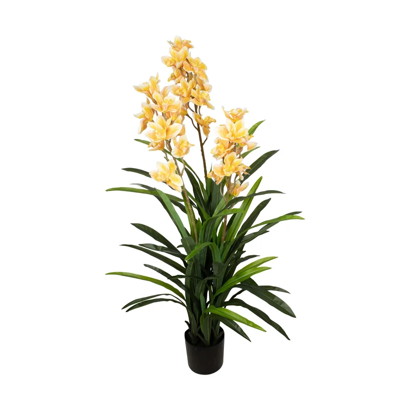 Plant cymbidium artificial 40x40x150cm Yellow