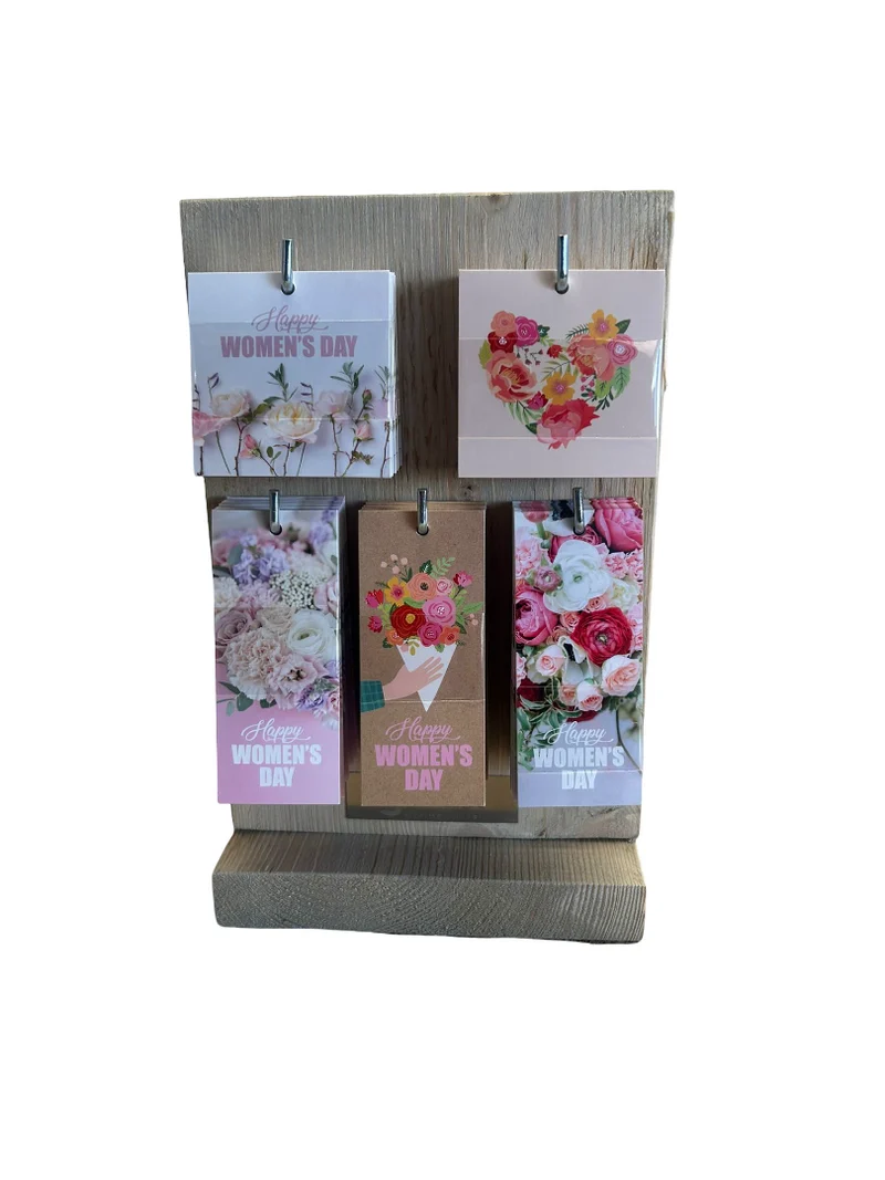 Display met 60 kadokaartjes in 5 motieven ''Vrouwendag''