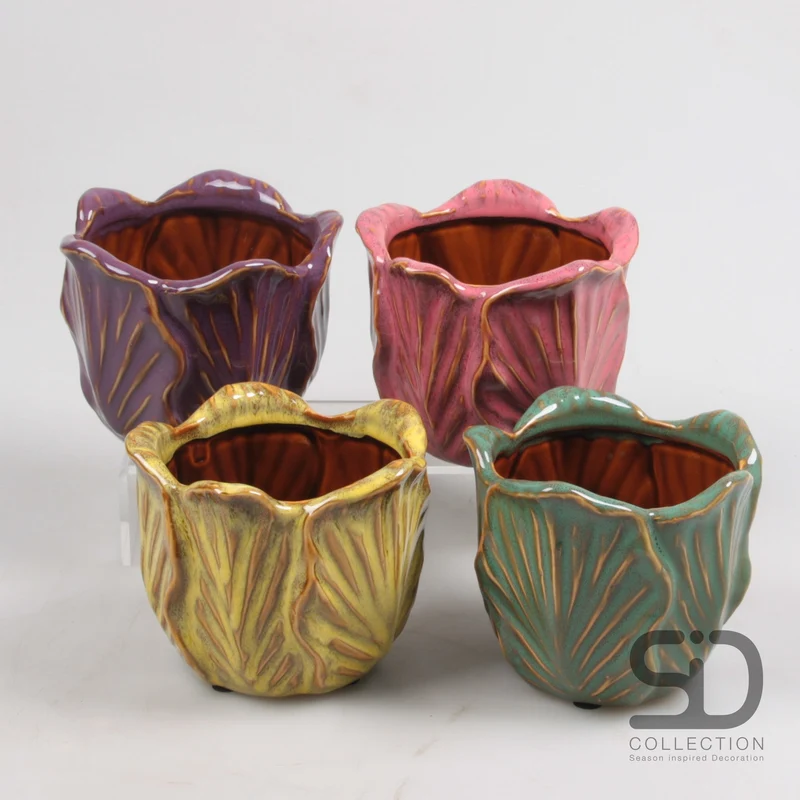 BLOEMPOT M FLOWER SAMMIE 4 ASSORTIE 12.5X12.5X10 CM KERAMIEK