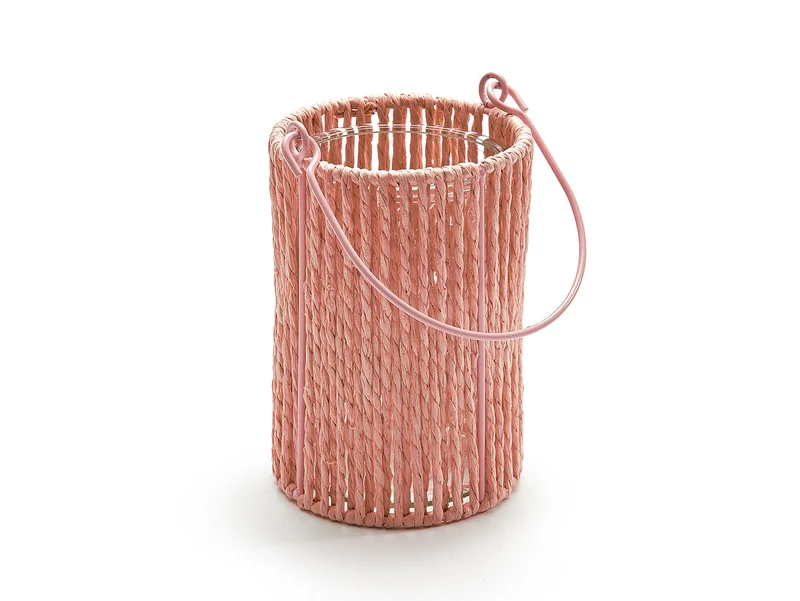 Lantaarn rond 'Lumière' nude pink 16cm