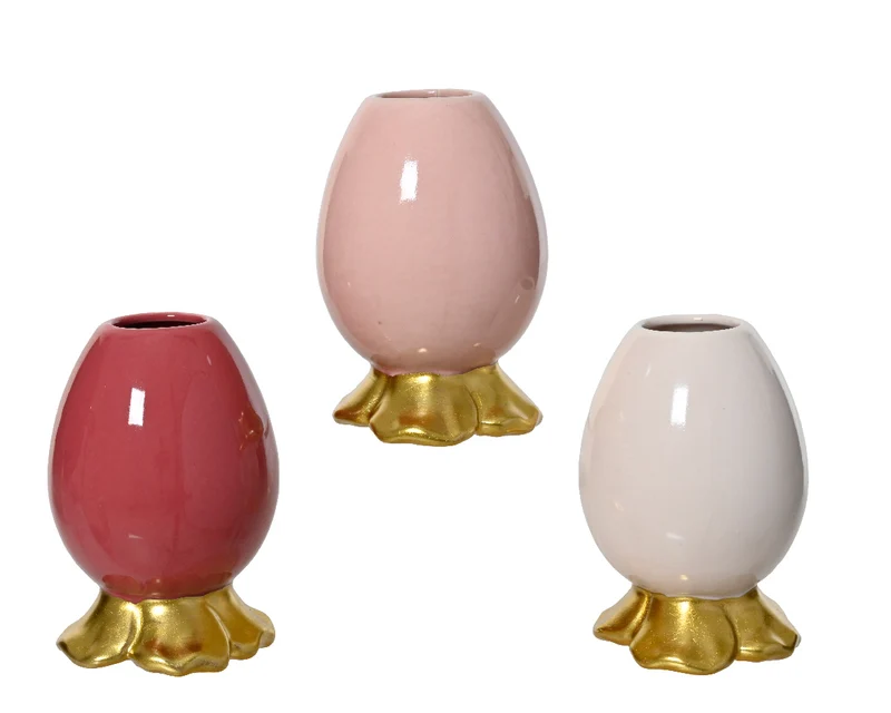 Een-bloemsvaas porselein rozemix 3col ass D6 H9cm