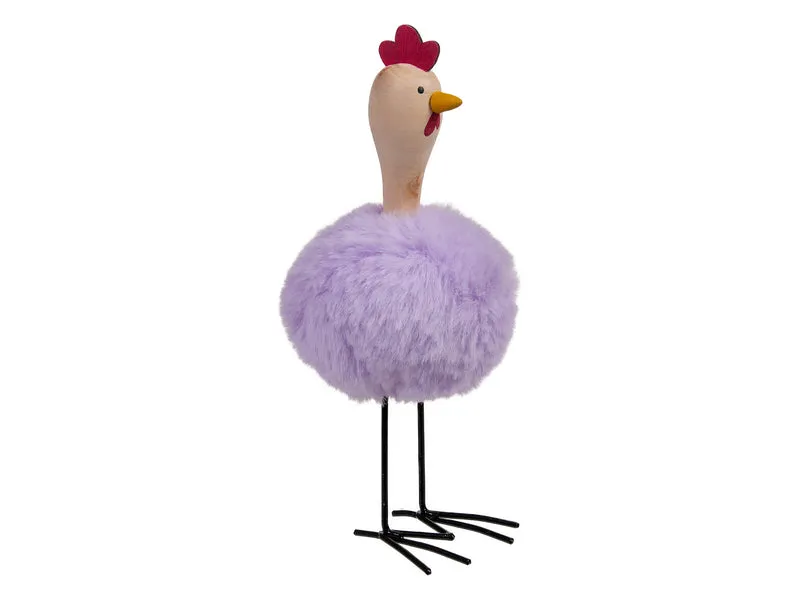 pb. 2 wood chickens/standing lilac 7.5x14.5 cm