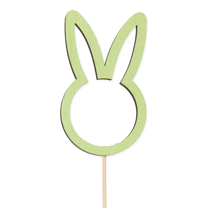 Pak á 8 Houten steker ''haasje '' groen 8,5cm
