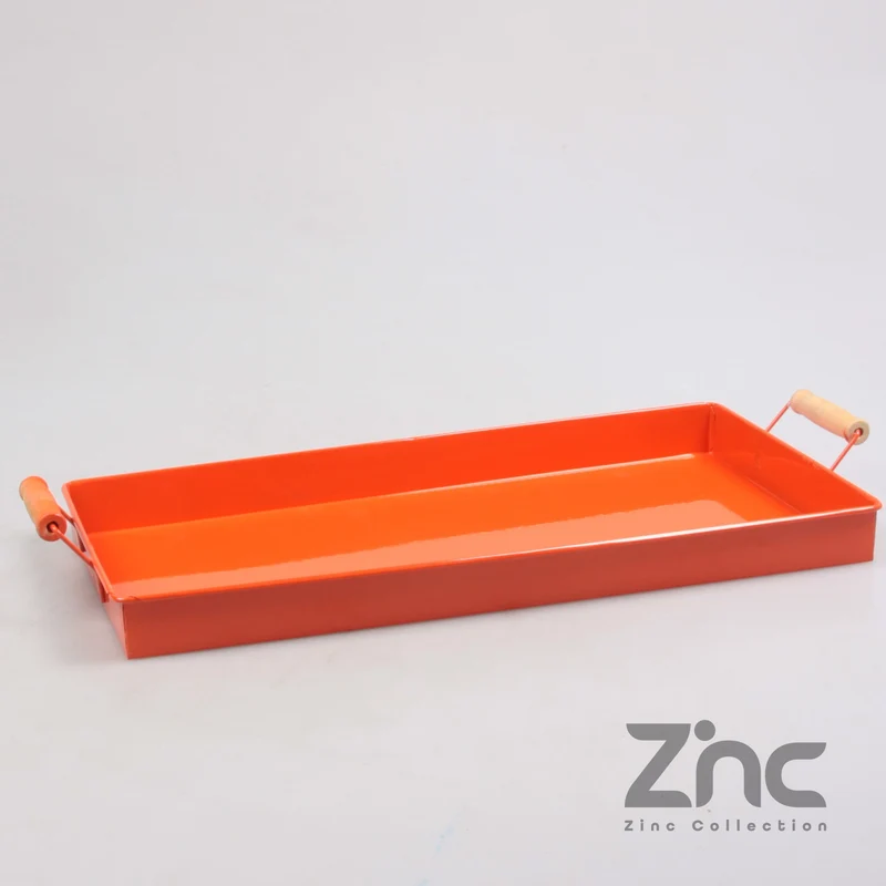 ZINK SCHAAL RECHTHOEKIG 20X40 CM ORANJE