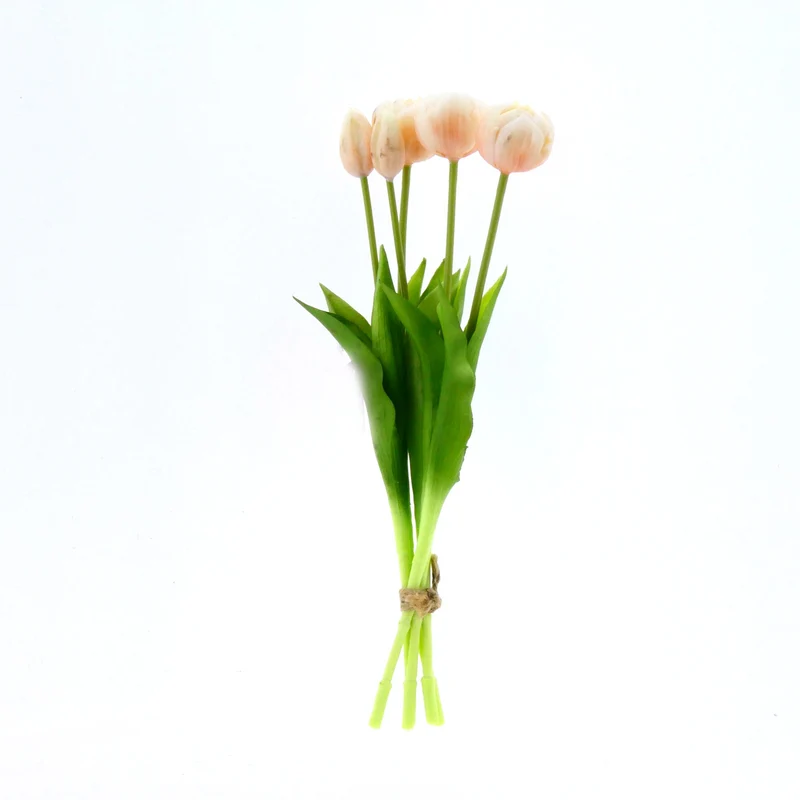 Real Touch Tulip 'Peony' bundle x5 L43cm champagne