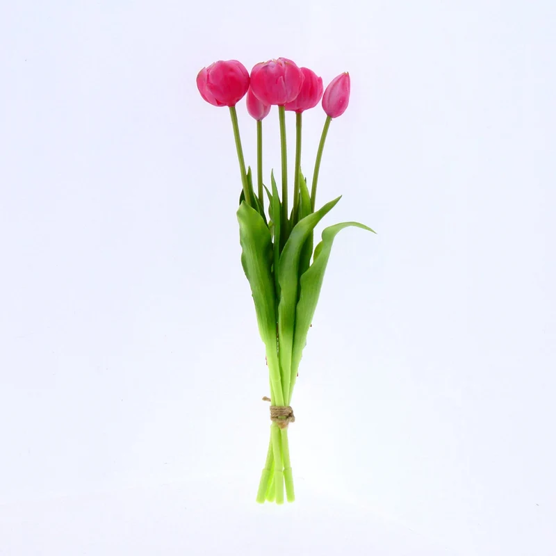 Real Touch Tulip 'Peony' bundle x5 L43cm d.pink