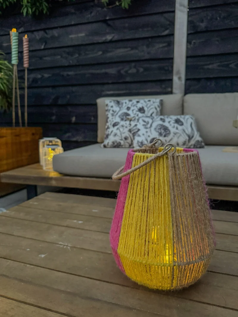pc. 1 sisal rope lantern/hanging nat./orange/pink Ø 19.5x24.