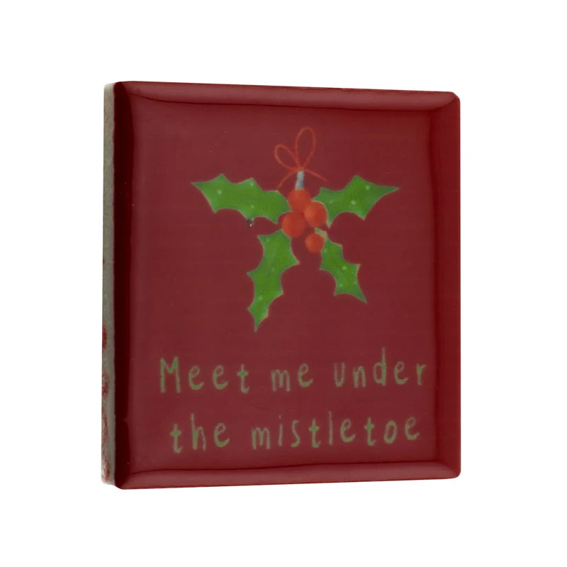 Magneettegeltje 5x5cm meet me under the mistletoe