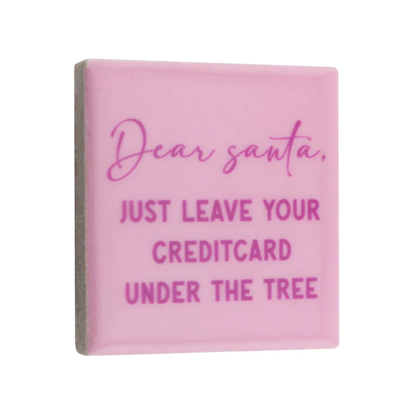 Magneettegeltje 5x5cm dear santa creditcard